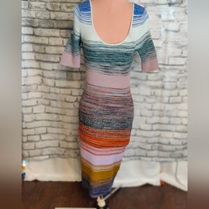 softest Sweater Dress Anthropologie Space Dyed Hombre Color Wheel Midi chic  SM
